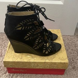 American Rag Black Laced Wedge Heels. Size 9M.